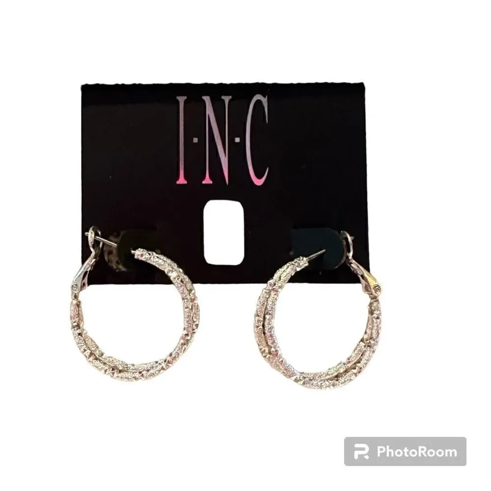 INC International Concepts silver hoop earrings NWOT